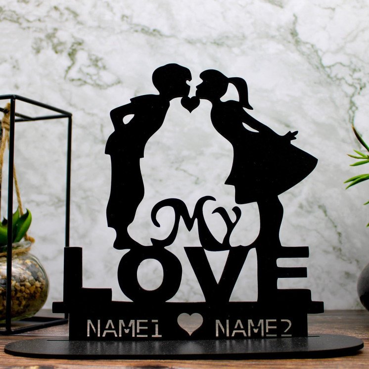 Teelichthalter My Love Liebesgeschenk personalisiert mit Namen Geschenk zur Hochzeit oder zum Jahrestag - ich Liebe Dich in 7