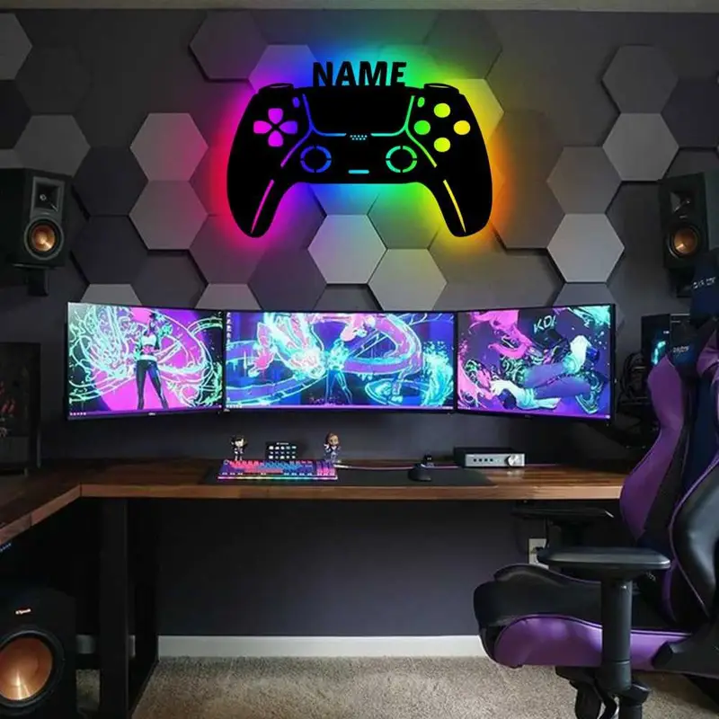 RGB Led Gaming Controller Lampe - Wandlampe Mit Name