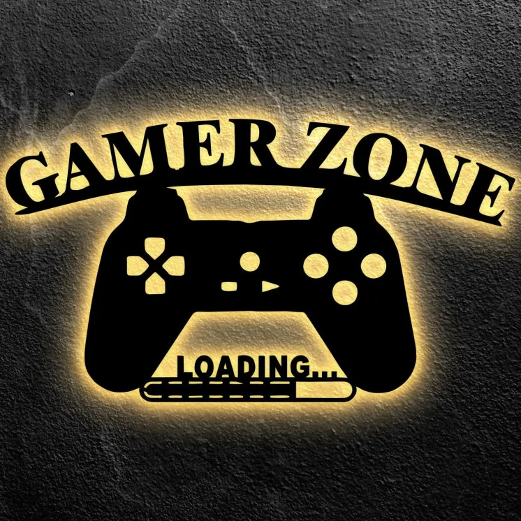 Gaming Zone LOADING ... Led Schild - Gamer Geschenkidee personalisiert Mit Name Zimmer Beleuchtung Wand Lampe - Zimmer Deko -