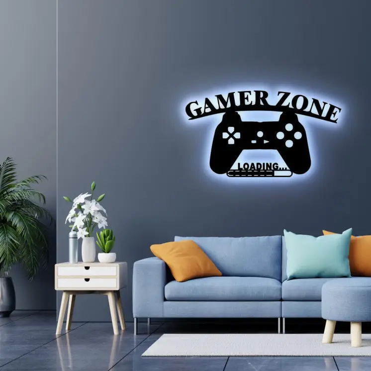 Gaming Zone LOADING ... Led Schild - Gamer Geschenkidee personalisiert Mit Name Zimmer Beleuchtung Wand Lampe - Zimmer Deko -