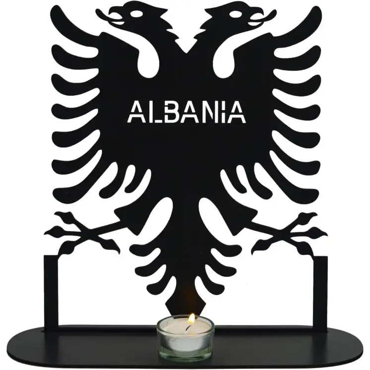 Albania Teelichthalter Kerzenständer, Personalisierte Mit Namen Geschenke - Albanische Doppeladler - Shqipërisë,Tischdeko Aus