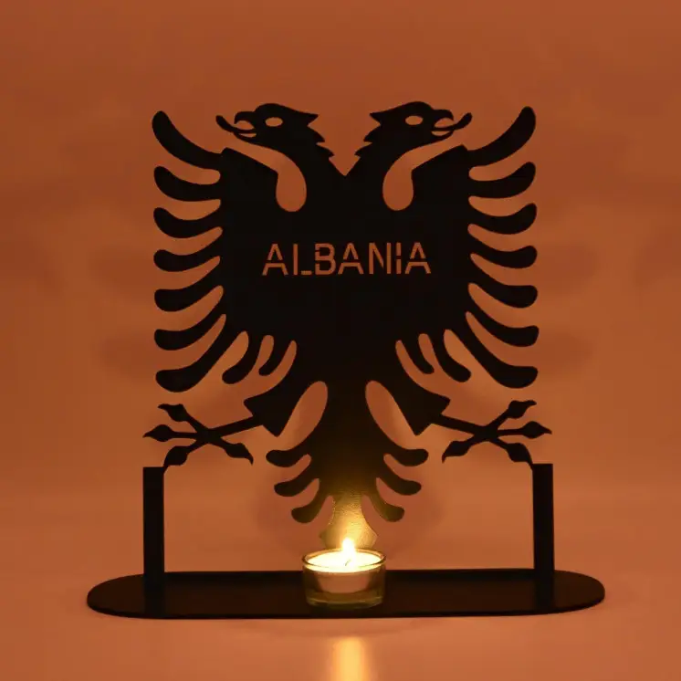 Albania Teelichthalter Kerzenständer, Personalisierte Mit Namen Geschenke - Albanische Doppeladler - Shqipërisë,Tischdeko Aus