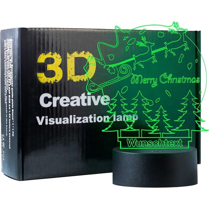 Weihnachtsmann 3D Illusion Lampe Nikolaus mit Wunschtext Tischlampe 16  Farben USB Touch Switch Led Licht Dekorationsideen für