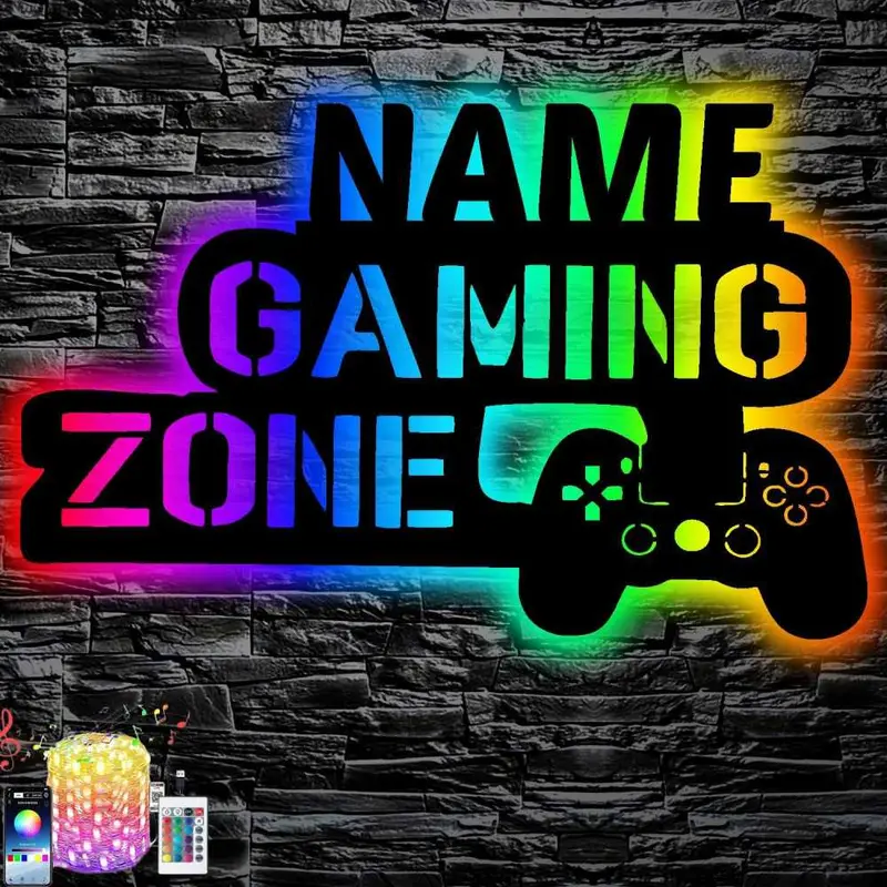 Led Gaming Zone Schild - RGB Gamer Geschenkidee personalisiert Mit Name  Zimmer Beleuchtung Wand Lampe - Zimmer Deko 