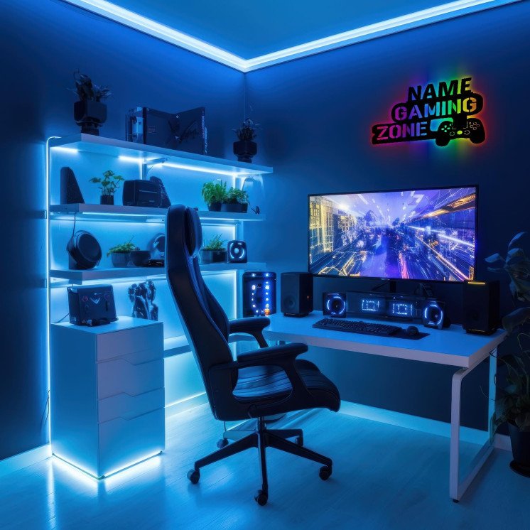 Led Gaming Zone Schild - RGB Gamer Geschenkidee personalisiert Mit Name Zimmer Beleuchtung Wand Lampe - Zimmer Deko - Besondere