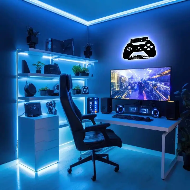 Gaming Zone LOADING  Led Schild - RGB Gamer Geschenkidee personalisiert  Mit Name Zimmer Beleuchtung Wand Lampe - Zimmer Deko