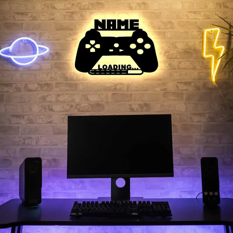 Led Gaming Zone Schild - RGB Gamer Geschenkidee personalisiert Mit Name  Zimmer Beleuchtung Wand Lampe - Zimmer Deko - Besondere Geschenke für