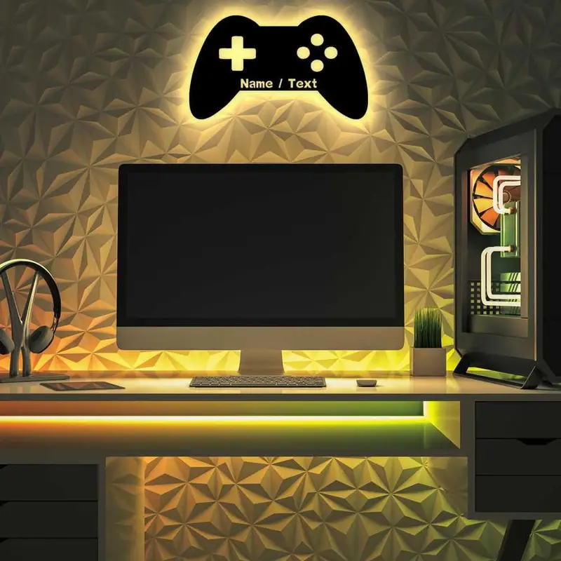 Led Gaming RGB Controller Lampe - Gaming Zimmer Deko - Wandlampe Mit Name -  Personalisierte Wanddeko - Besondere