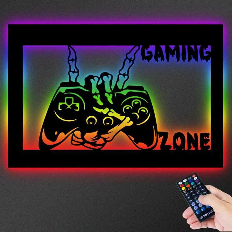 LEON FOLIEN Gaming Zone RGB Led Deko Wand Lampe Geschenke für Jungen Männer Jungs Frauen Gamer - für Videospiel Fans -