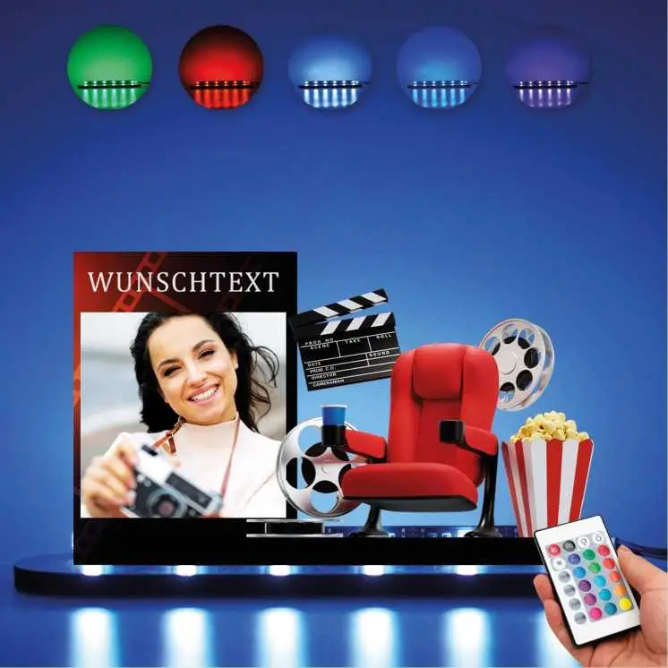 3D Kino Fans Personalisiert Foto & Wunschtext auf Holz gedruckt Tischdeko Hochzeit Geburtstag Fotogeschenk - Cinema, bild für