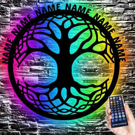 Stammbaum Family RGB Farbwechsel - Lebensbaum Familienbaum - Personalisiert
