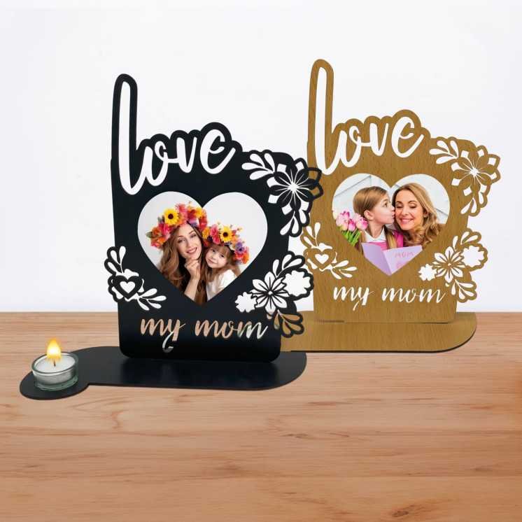 My mom Love Beste Mama Muttertagsgeschenk Herz Teelichthalter personalisiert Foto Herzen zum Muttertag Geburtstag mit Kerze -