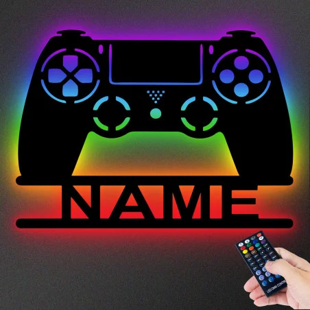 LEON FOLIEN RGB Led Gaming Controller Lampe - Gaming Zimmer Deko - Wandlampe Mit Name - Personalisierte Wanddeko - Besondere
