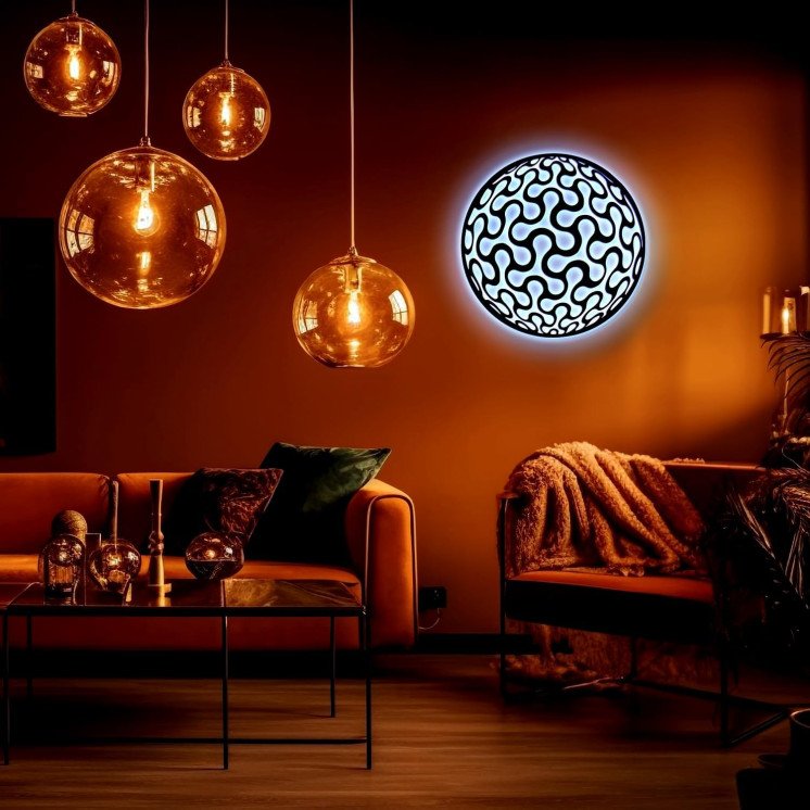 LED Wandbild Leuchtschild Geschenke 3D LED Demand Mocha Geometric Wall Art Decoration - RUNDES ORNAMENT SILHOUETTE WANDKUNST