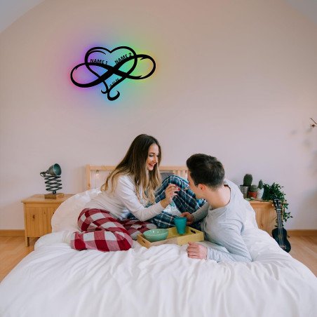 LED RGB Herz und Unendlichkeitszeichen Geschenk zur Verlobung hochzeitsgeschenke brautpaar wanddeko nachtlicht für Männer Frauen