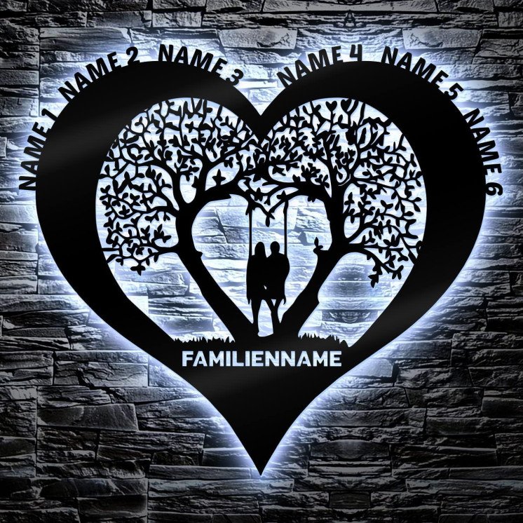 RGB Led Love Familienbaum Lebensbaum - Baum Lasergravur Geschenke Wohnzimmer Schlafzimmer Familie Deko Schlummerlicht Nachtlicht