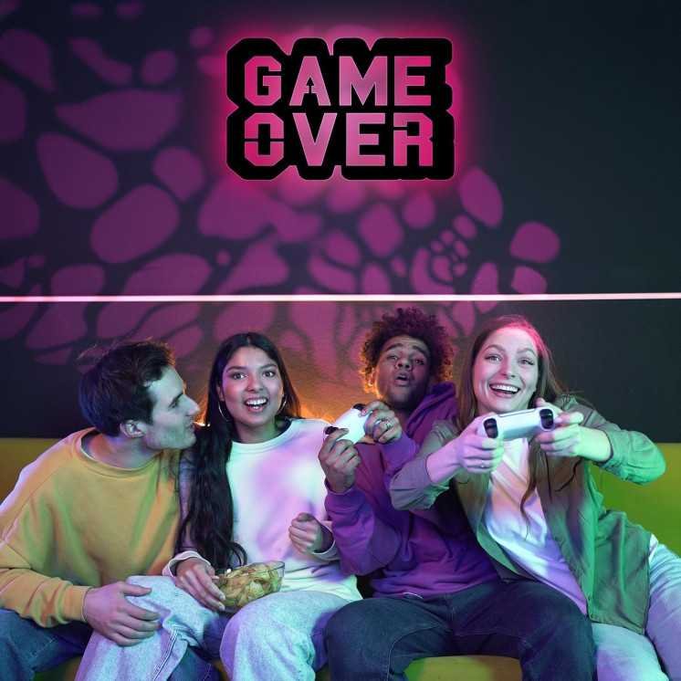 Game Over RGB Led Gaming Zone - Gaming Schild - Gamer personalisiert Wand Lampe - Zimmer Deko - Besondere Geschenke für