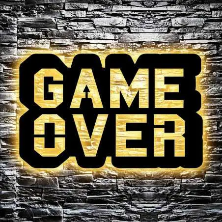 Game Over Led Gaming Zone - Gaming Schild - Gamer personalisiert Wand Lampe - Zimmer Deko - Besondere Geschenke für Videospiel