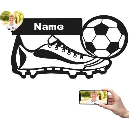 LEON FOLIEN Fußball Mit Foto auf Holz gedruckt personalisiert Name - Geschenke (Optional) Beleuchtung Wand Lampe Nachtlicht für