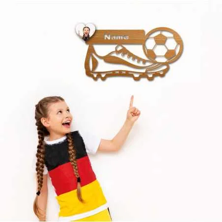 LEON FOLIEN Fußball Mit Foto auf Holz gedruckt personalisiert Name - Geschenke (Optional) Beleuchtung Wand Lampe Nachtlicht für