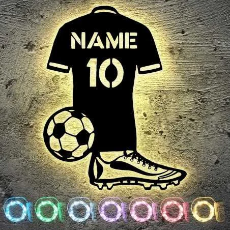 Led Licht mit Namen & Nummer Fußball trikot personalisieren – Fussballer aus MDF Holz Fussball Geschenke für Jungs Männer