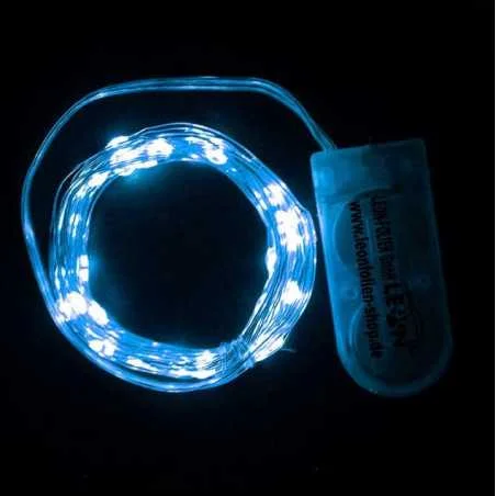 Mini LED Lichterkette Blau mit Batterie 2 Meter 20 LEDs Kupferkabel Wasserdicht Draht Klein Dekoration Weihnachten Halloween