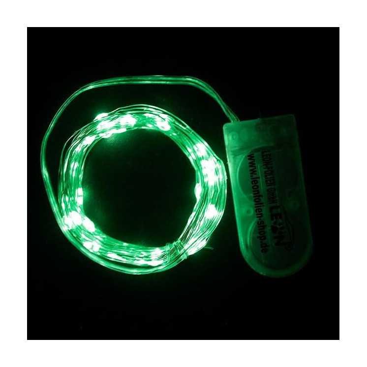 Mini LED Lichterkette Grün mit Batterie 2 Meter 20 LEDs Kupferkabel Wasserdicht Draht Klein Dekoration Weihnachten Halloween
