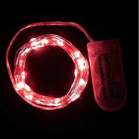 Mini LED Lichterkette Rot mit Batterie 2 Meter 20 LEDs Kupferkabel Wasserdicht Draht Klein Dekoration Weihnachten Halloween