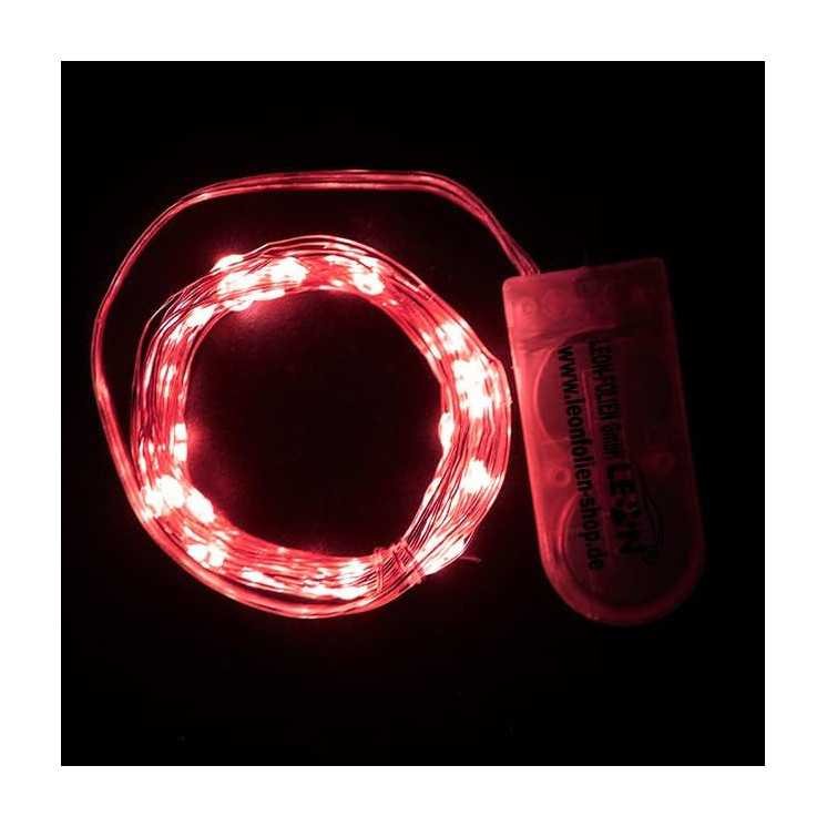 Mini LED Lichterkette Rot mit Batterie 2 Meter 20 LEDs Kupferkabel Wasserdicht Draht Klein Dekoration Weihnachten Halloween