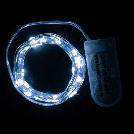 Mini LED Lichterkette Kaltweiß mit Batterie 2 Meter 20 LEDs Kupferkabel Wasserdicht Draht Klein Dekoration