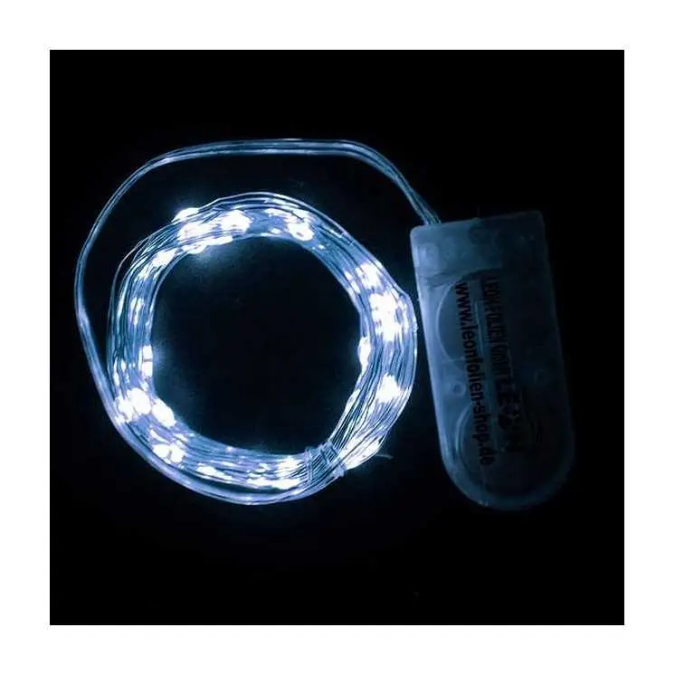Mini LED Lichterkette Kaltweiß mit Batterie 2 Meter 20 LEDs Kupferkabel Wasserdicht Draht Klein Dekoration
