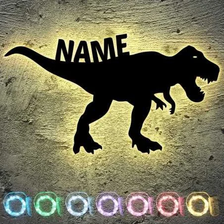 T-Rex Dinosaurier Spielzeug Tier LED Deko ,personalisiert mit Wunsch Namen Lasergravur