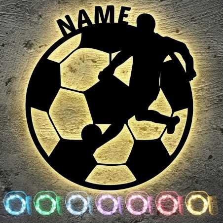 LEON FOLIEN Fußball Nachtlicht Schlummerlicht Geschenk Deko Led Wand Lampe personalisiert mit Namen für Kinder Jungs Mädchen