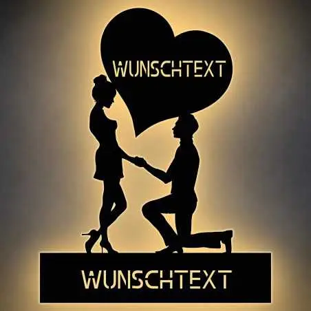 Love Wandschild Schlummerlicht Nachtlicht LED Deko Liebe Herzchen personalisierte Liebesbeweise mit Wunschnamen Partner Geschenk